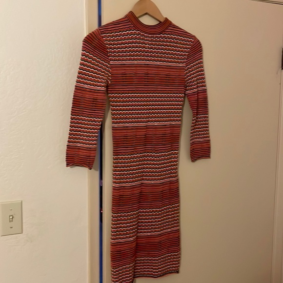 Free People Groovy Sweater Knit Dress Red Stripe - Picture 3 of 3